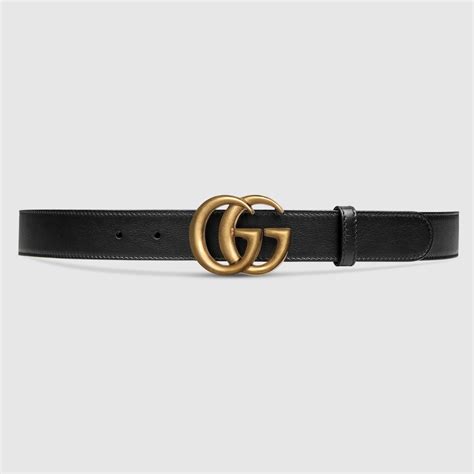 gucci 397660 ap00t|Men's Slim Black Leather Belt With Gold Double G Buckle.